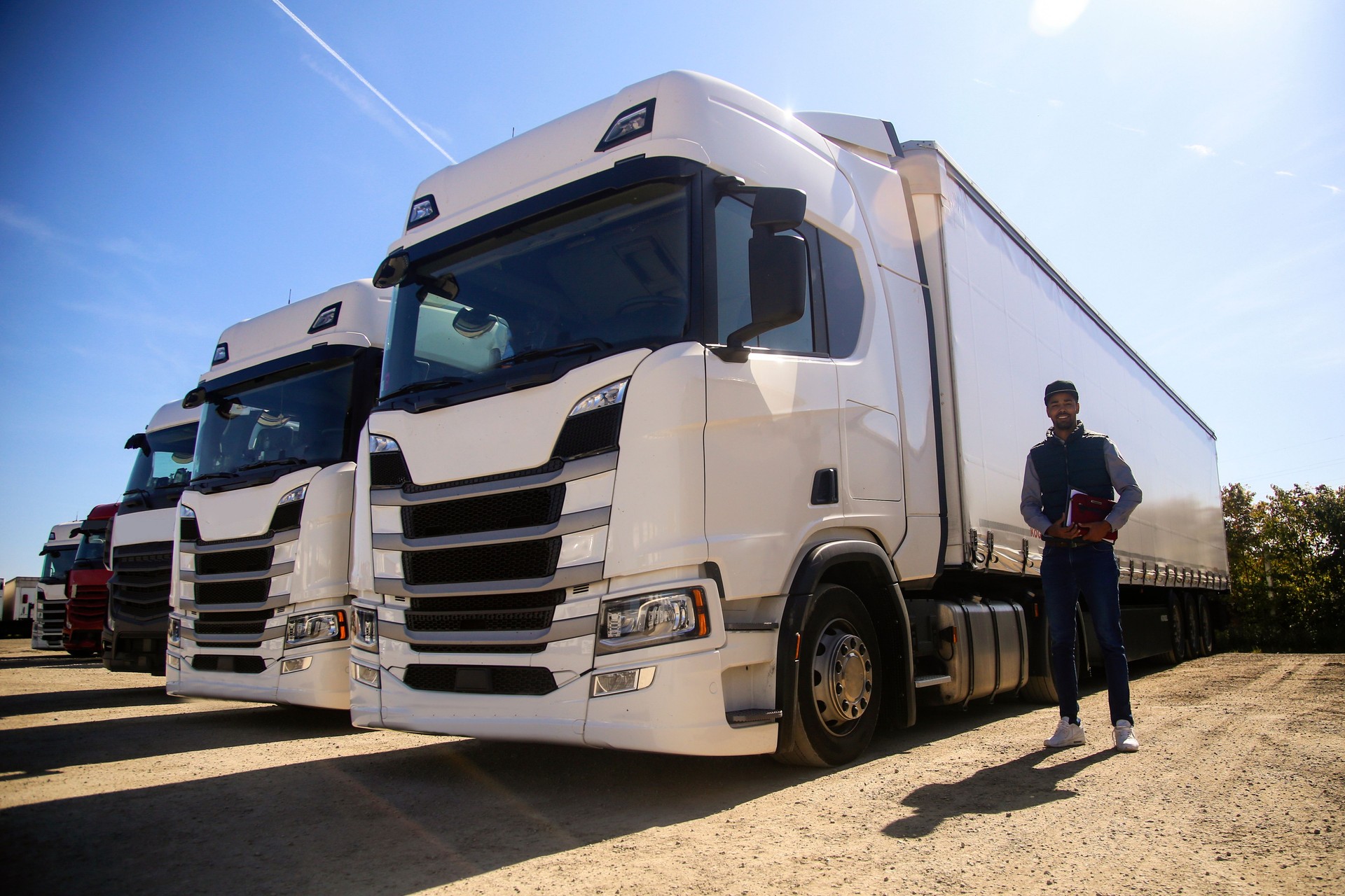 Truck driver on a parking lot