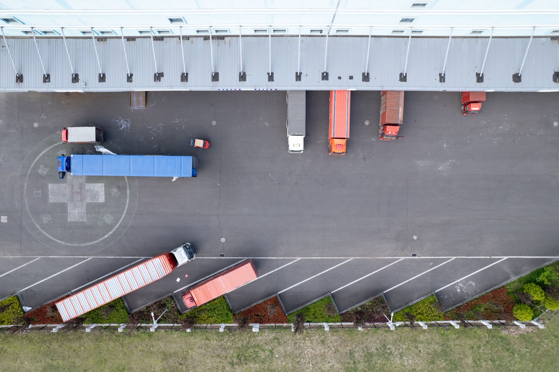 Logistics warehouses and trucks